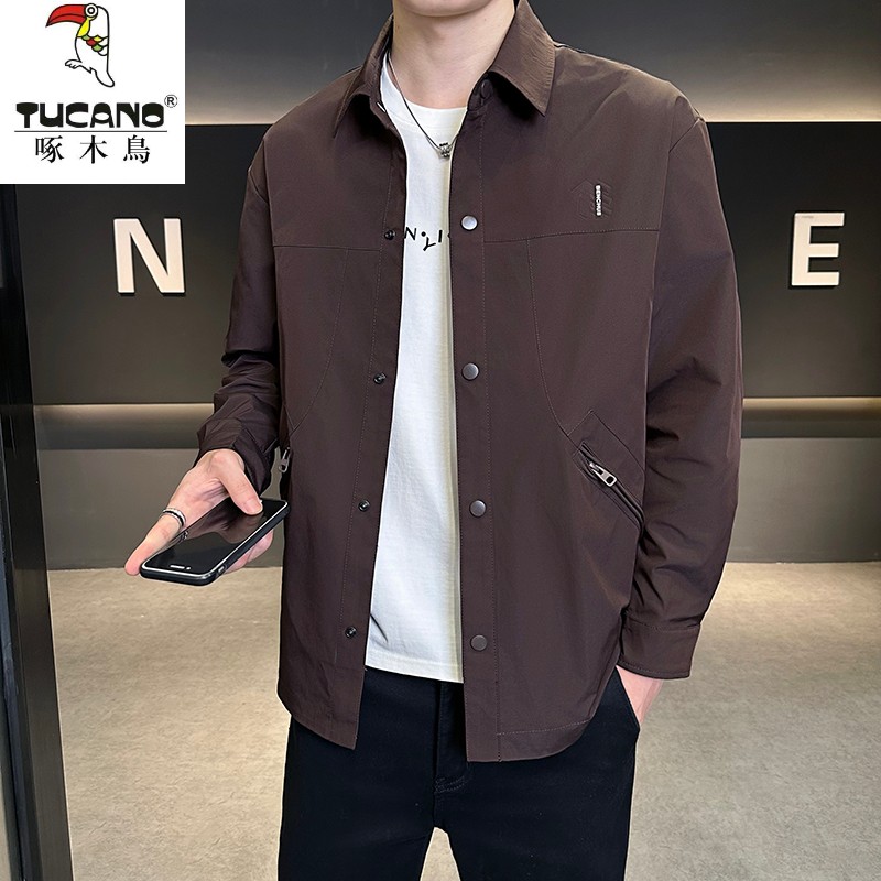 TUCANO/啄木鳥秋季INS时尚字母休闲翻领夹克男时尚工装风百搭外套