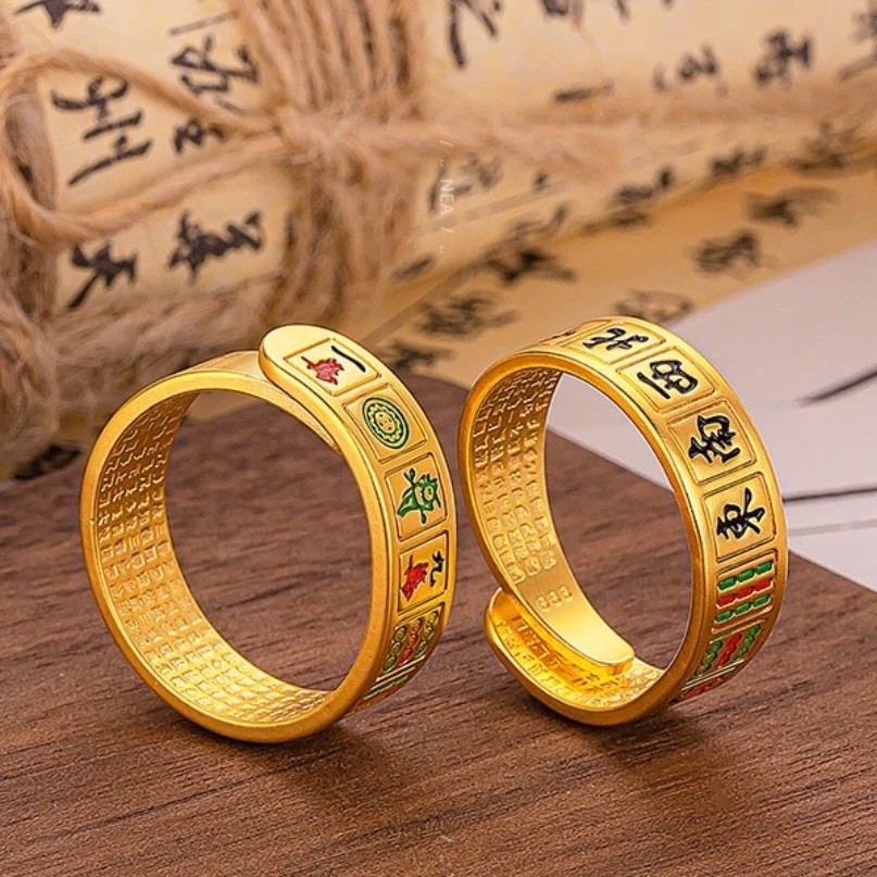 合金合成锆石戒指 合金材质 麻将戒指