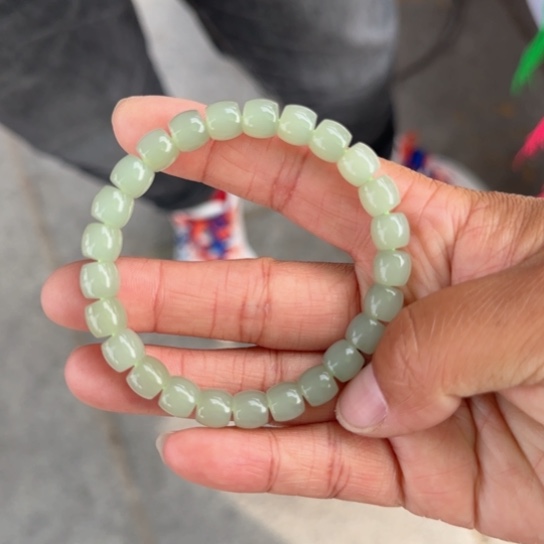 和田玉手链未镶嵌无包容卡8高冰高透玻璃种冰晴水