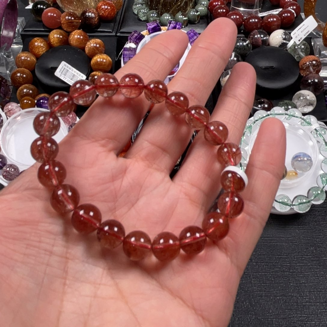 水晶手链未镶嵌红发晶9mm左右