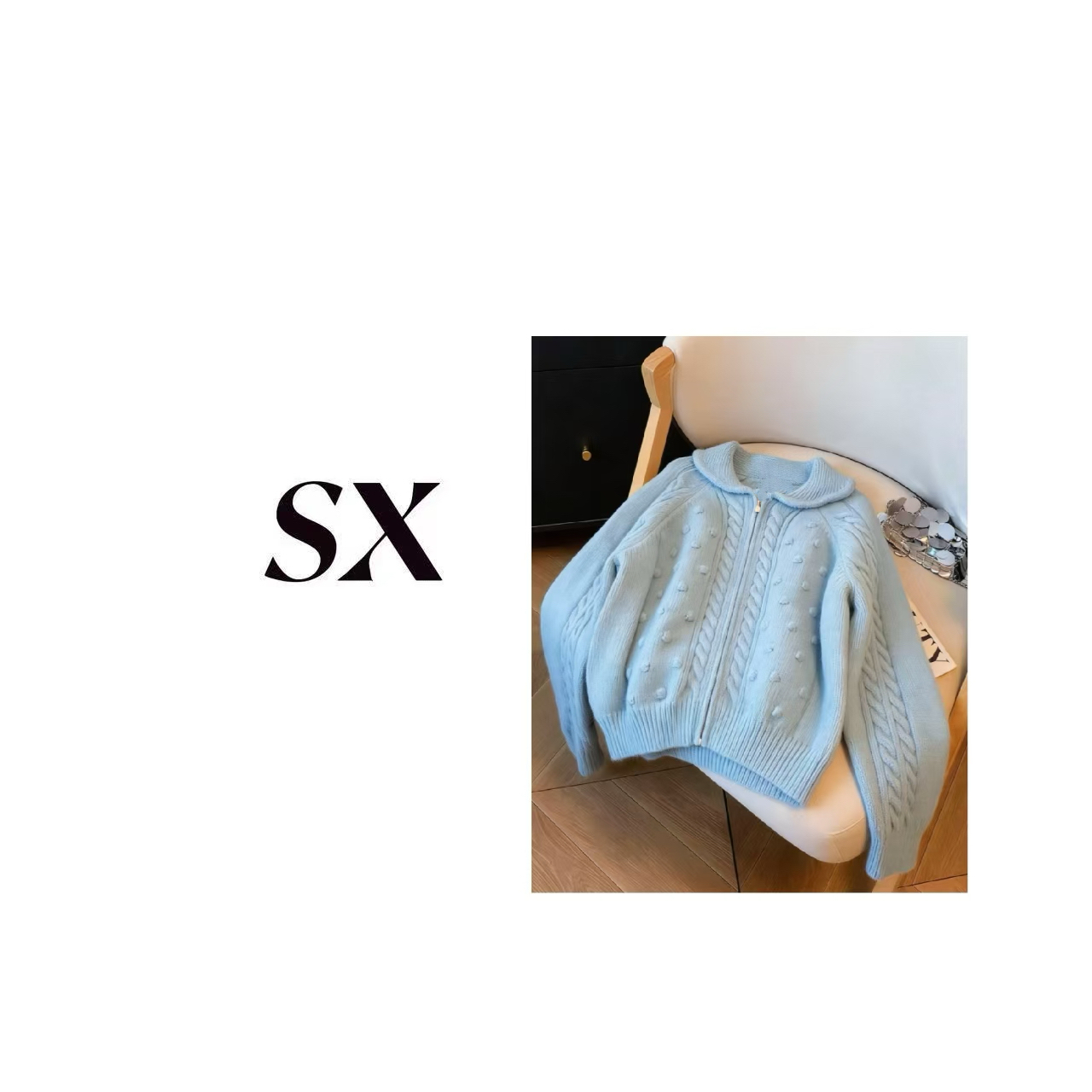 【2553】#SX-蓝色麻花开衫