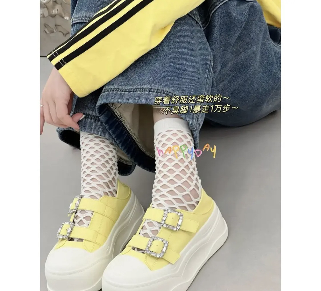 水钻扣带玛丽珍鞋女2025年夏季新款网红爆款厚底休闲鞋20-1