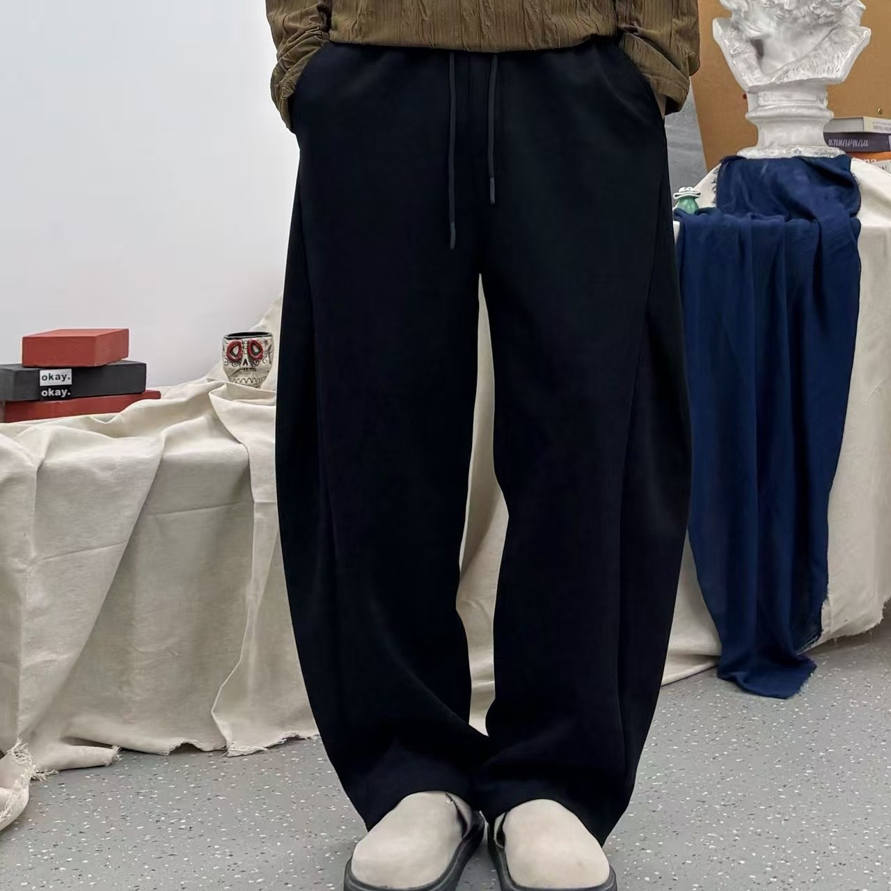 秋季新款高腰显瘦百搭弯刀裤