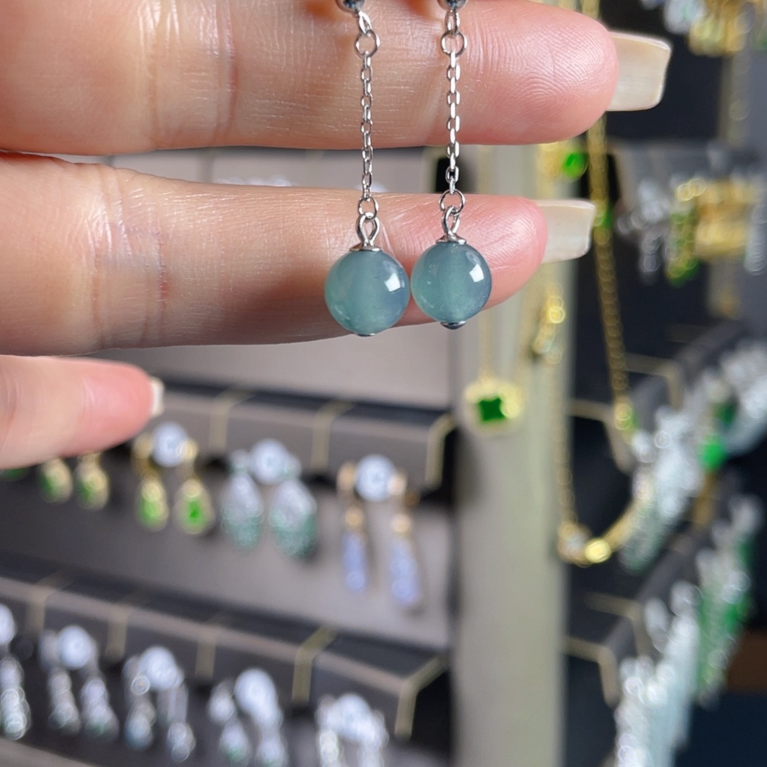 翡翠银S925镶嵌耳饰翡翠