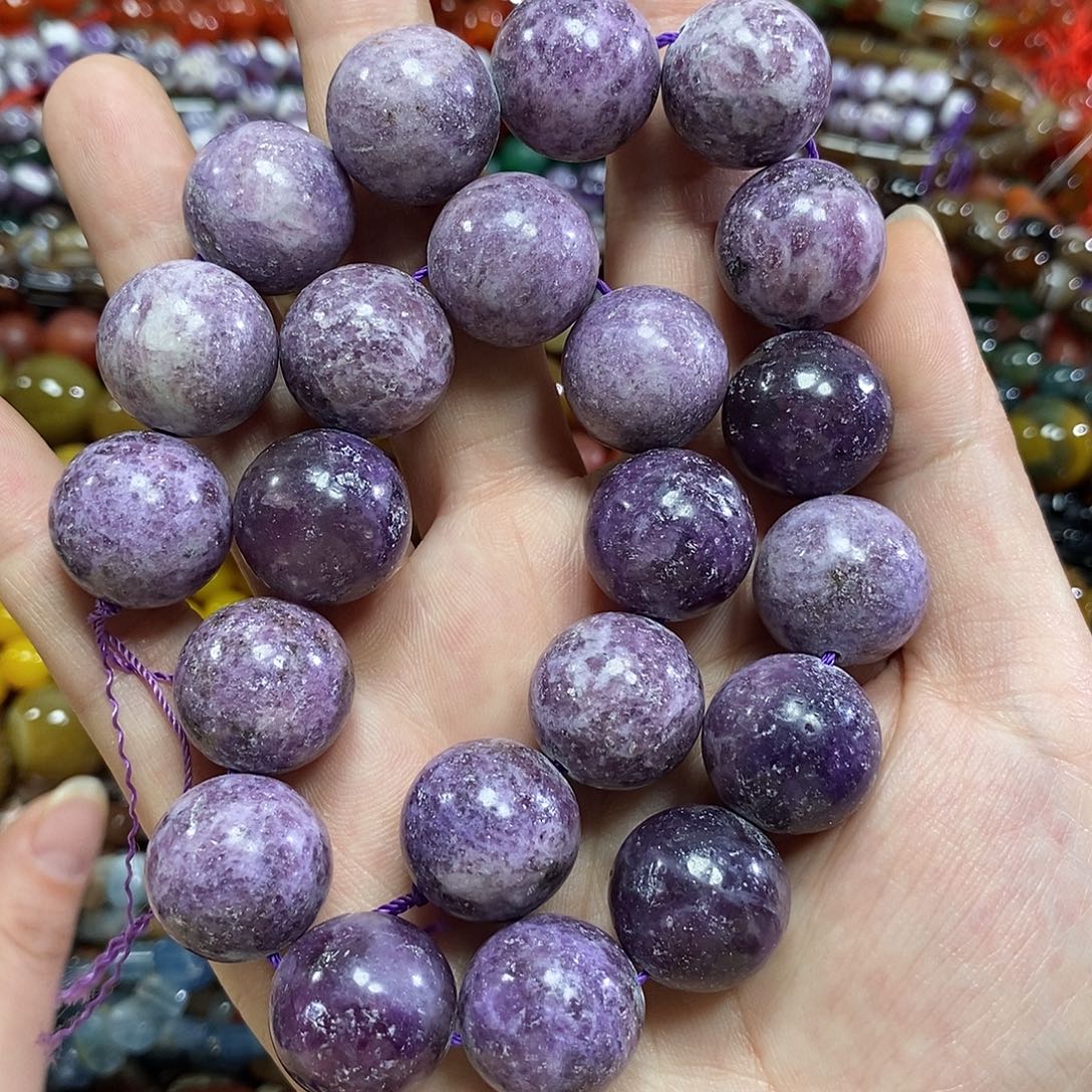 玛瑙/玉髓未镶嵌珠宝半成品紫龙晶一条卡18mm