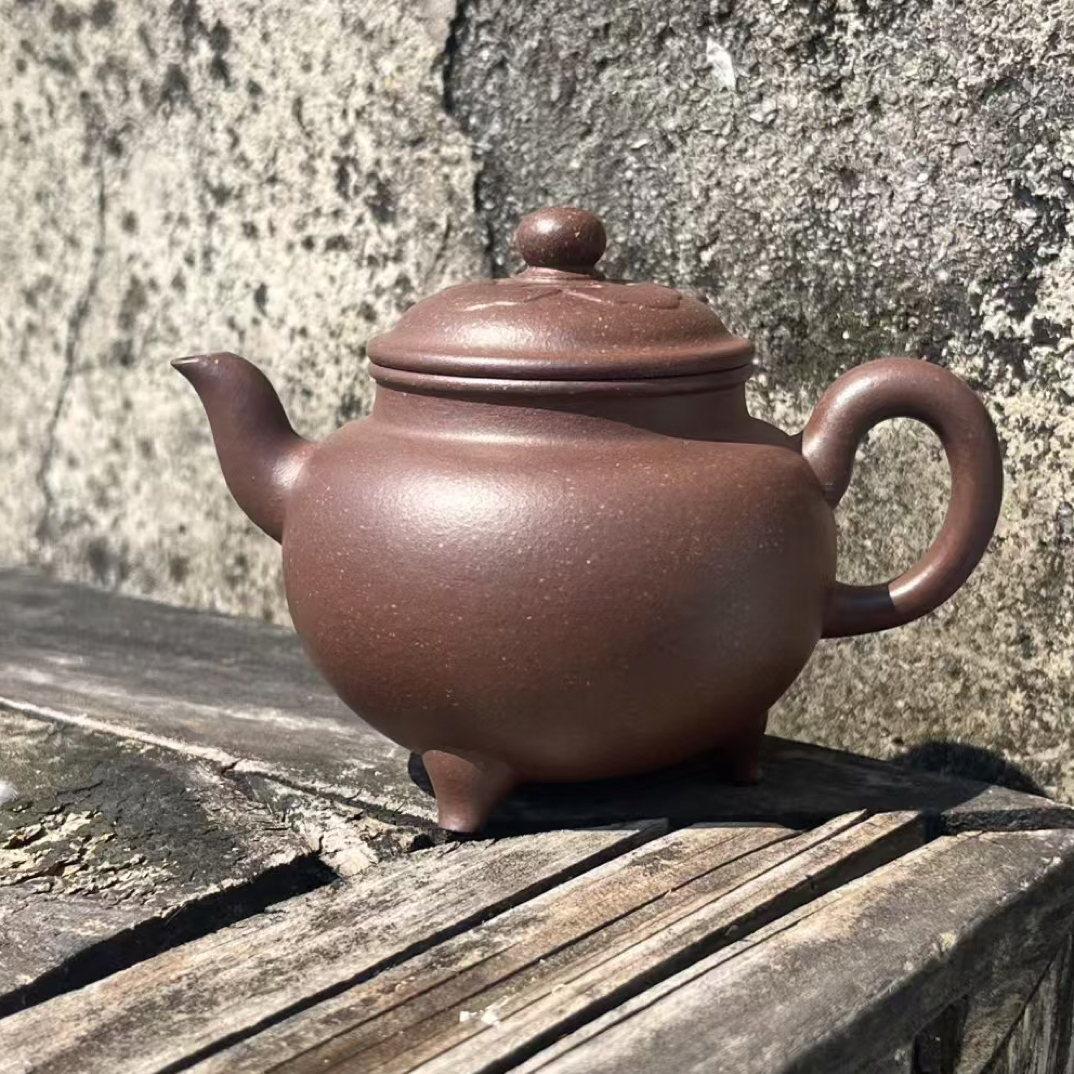 原矿老紫泥大彬如意紫砂壶半手工制作200cc