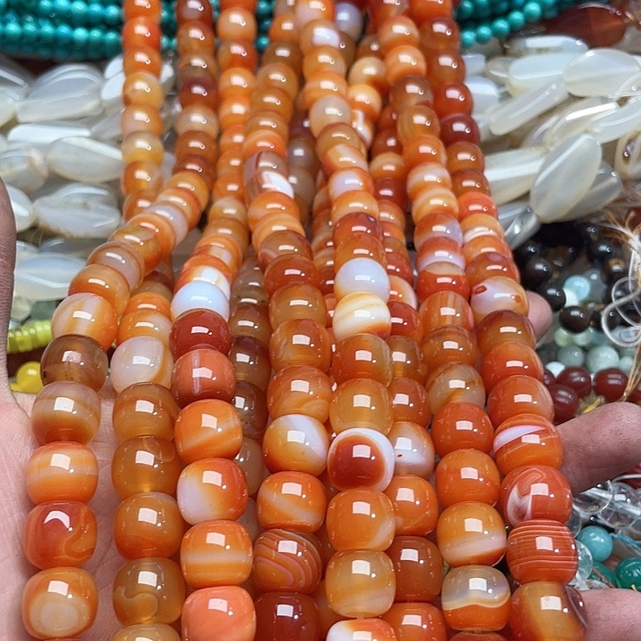 玛瑙/玉髓珠宝半成品未镶嵌一条14mm红玛瑙老型