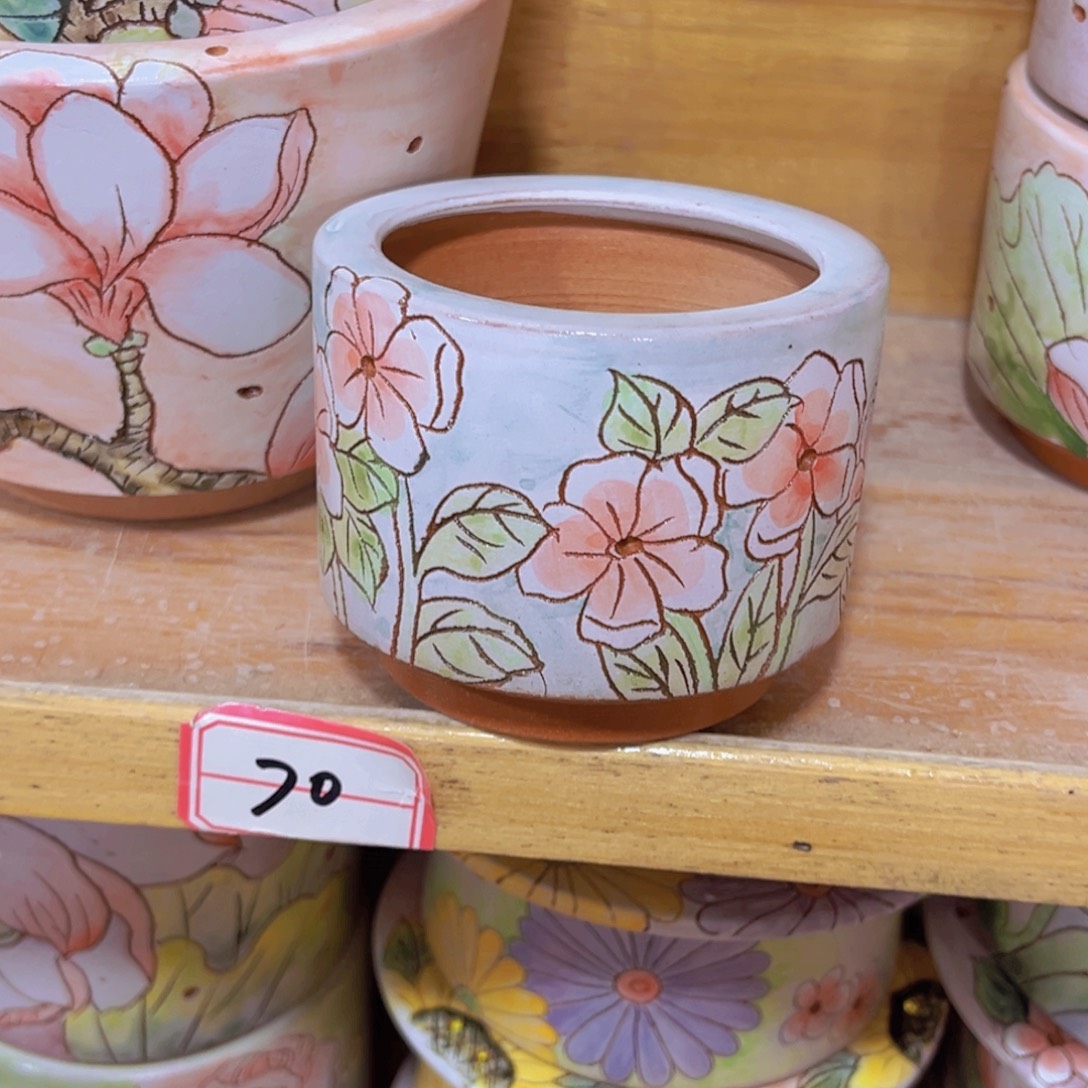 红***唇红陶泥手绘多肉花盆