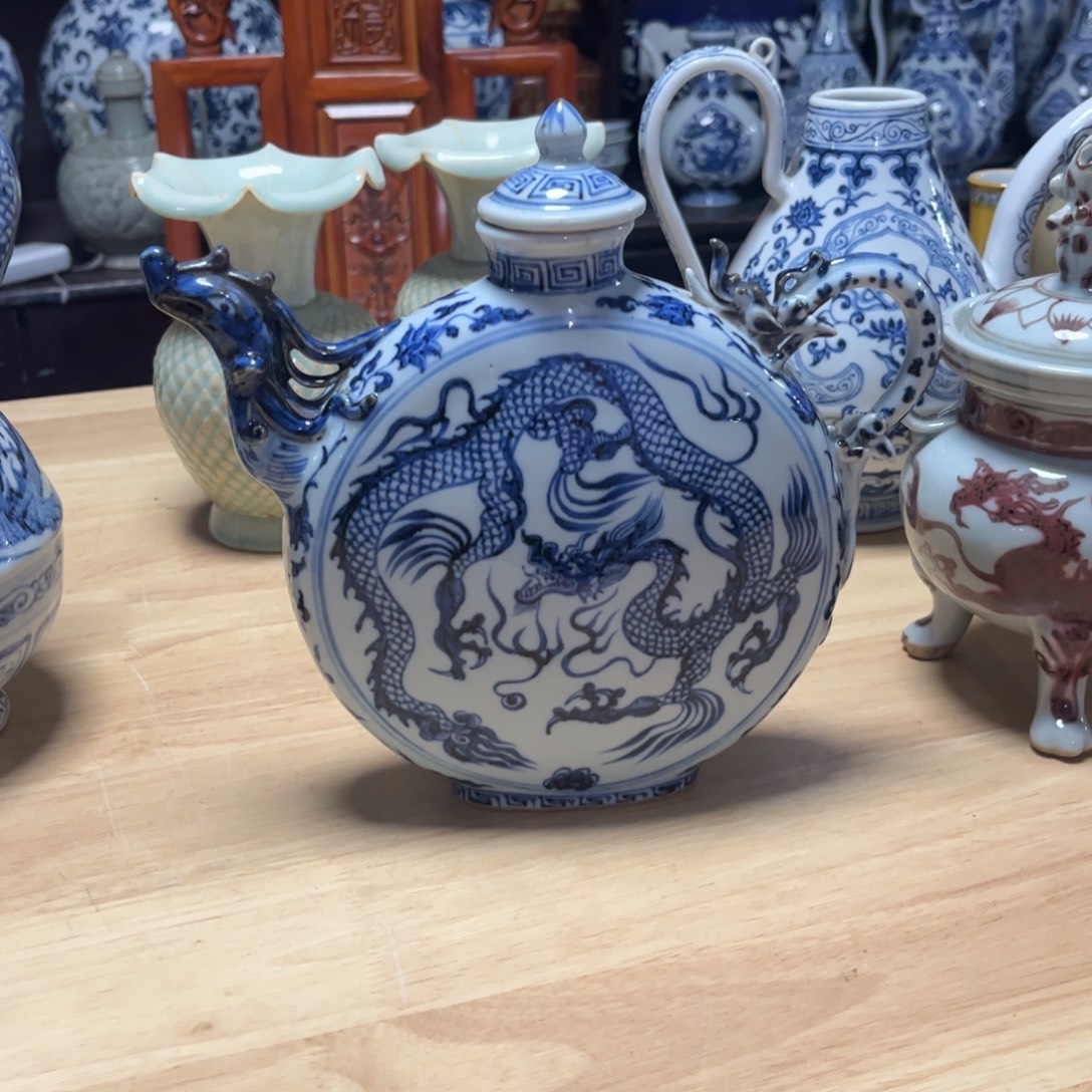 k***g陶青花龙首扁壶好的很