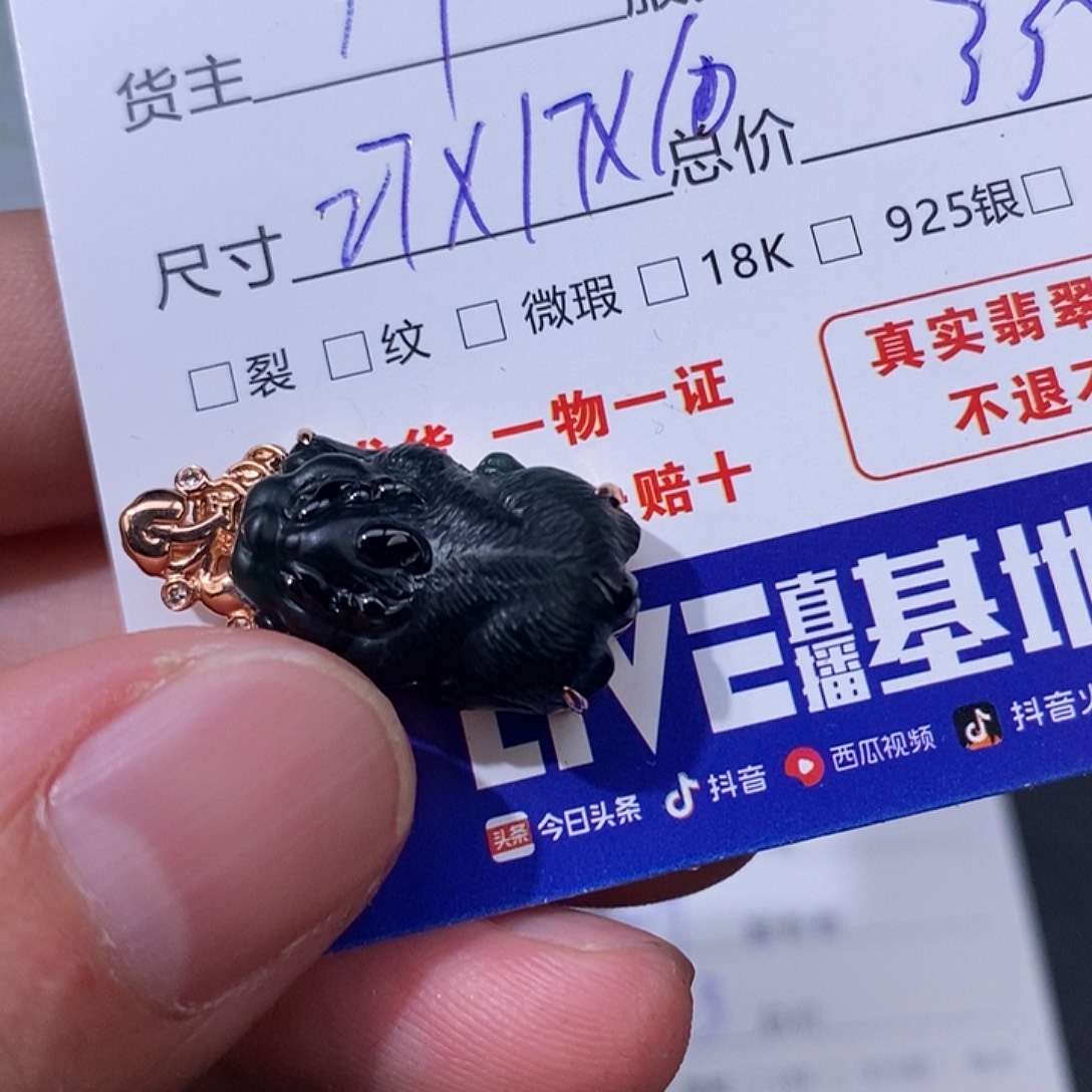 丶***歪翡翠18K金镶嵌颈饰