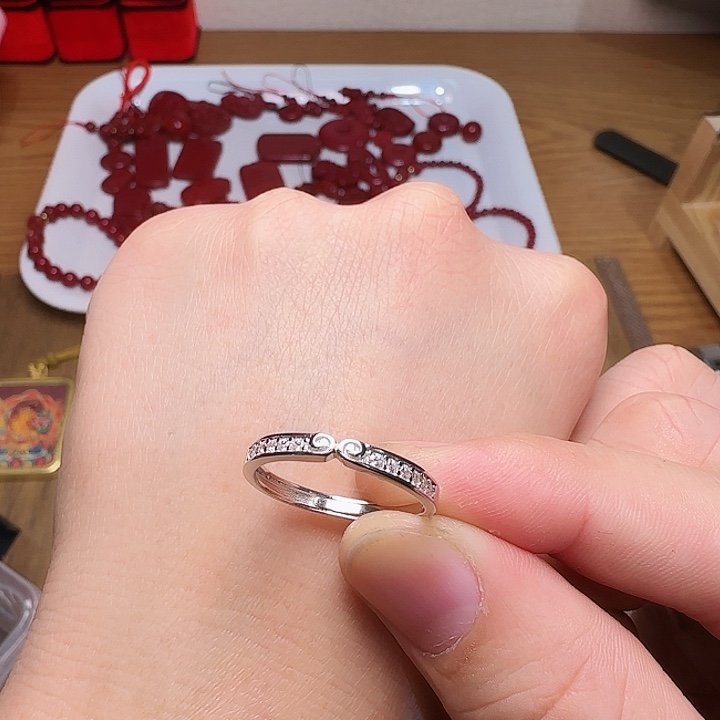 锆石戒指银S925镀金镶嵌