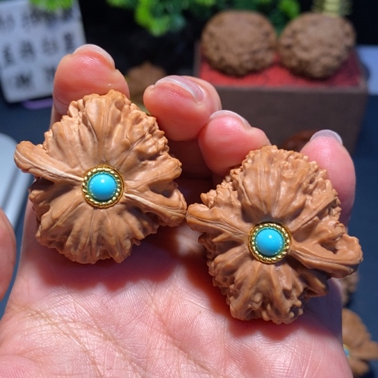 文玩核桃把件文玩镶底8