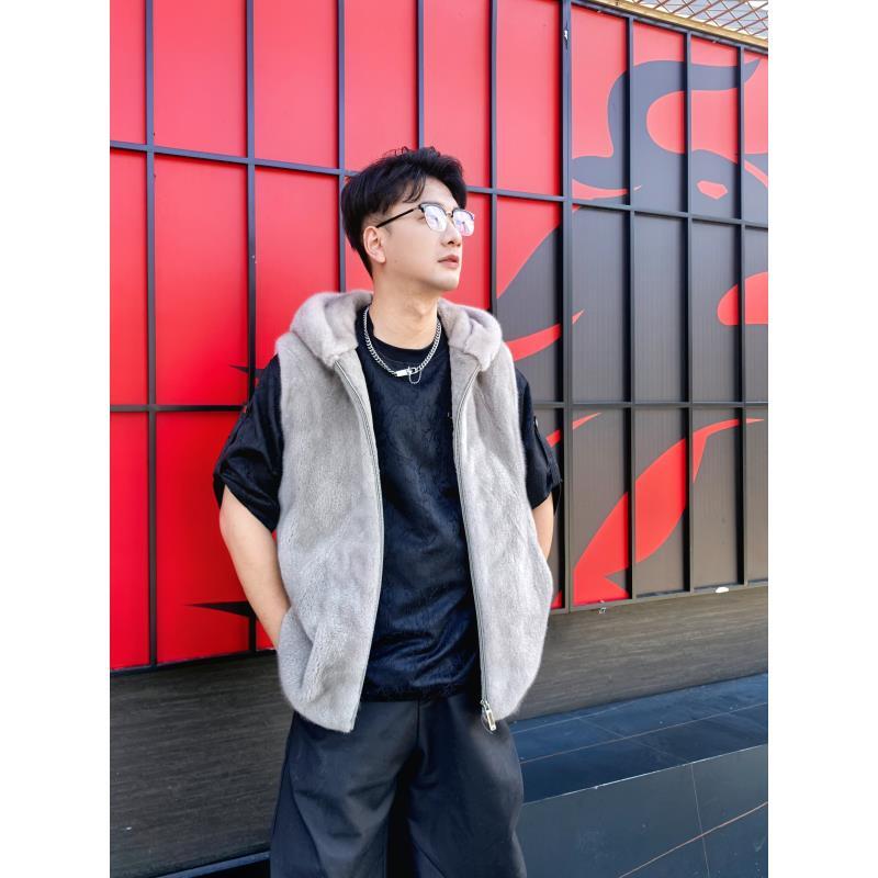 罗漫迪紫金短二 男装水貂 短款马甲 时尚 休闲 潮流