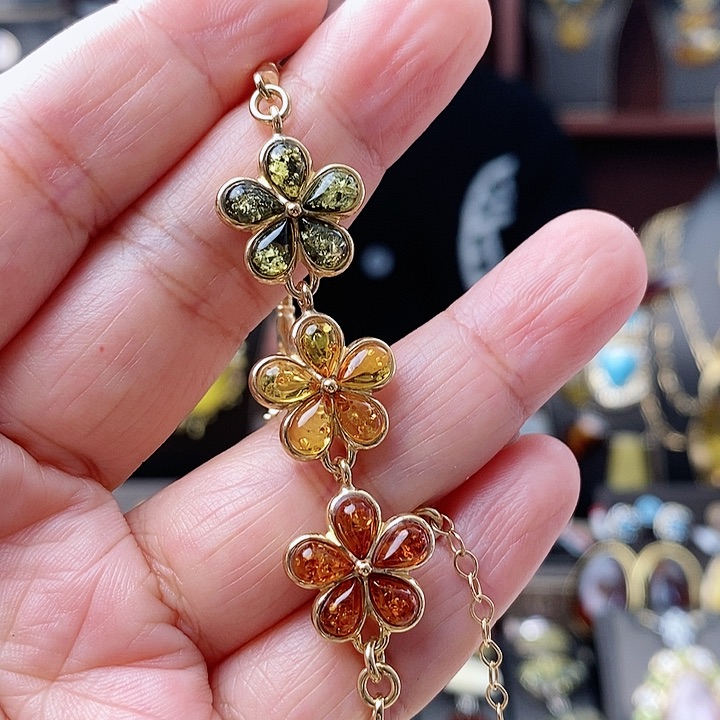 琥珀手链银S925镶嵌手链