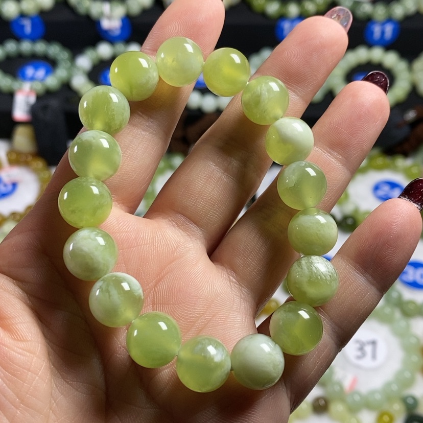 【闪购商品】蛇纹石玉手链未镶嵌卡12