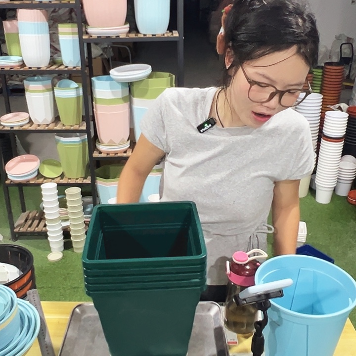 正品方盆口20高22墨绿5只无托