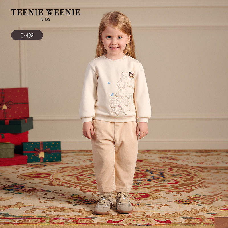 TeenieWeenieKids小熊童装25春季休闲纯色灯芯绒长裤T0TM251160A