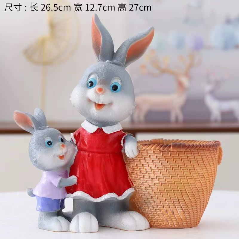 树脂花盆卡通创意个性可爱动物多肉桌面绿植中等兔子家用造型摆件