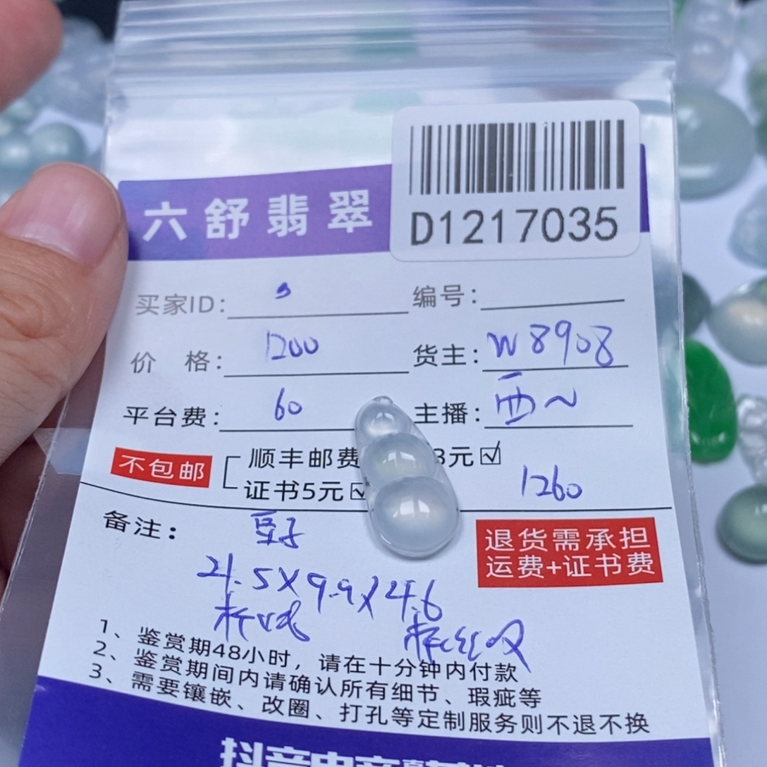 ，***翡翠未镶嵌吊坠(不含链)D1217035