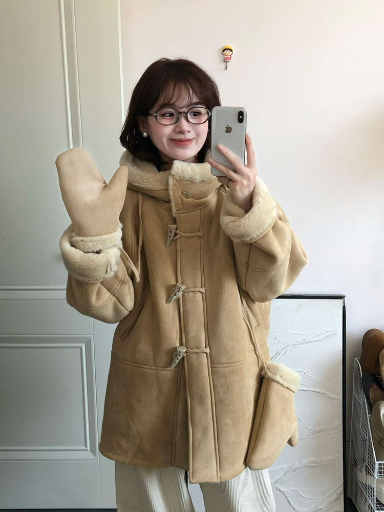 人造皮草 环保连帽外套女2025冬新款加厚环保皮草外套