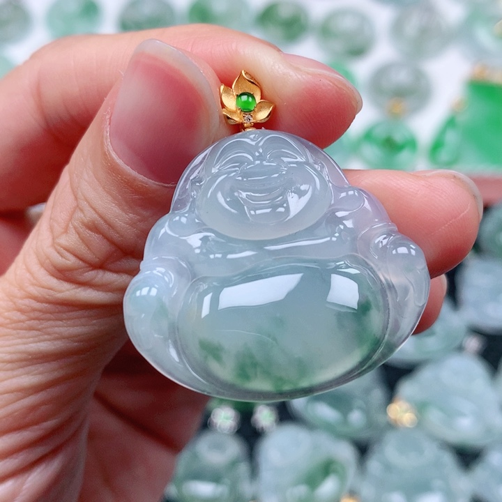 翡翠吊坠(不含链)18K金镶嵌