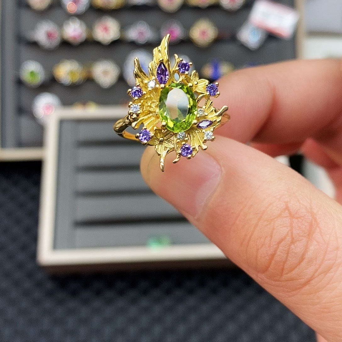 银S925镶嵌戒指橄榄石