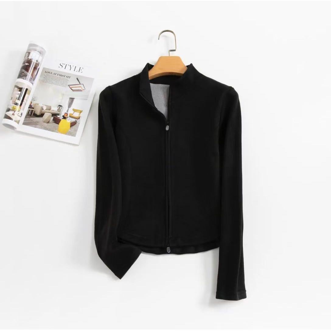 5202王仙女「石墨烯瑜伽服」秋冬新款小蛮腰长袖上衣拉链外套