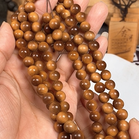 檀香木手串/手链老山檀香黑肉枯枝老料0.8/108沉水微瑕疵