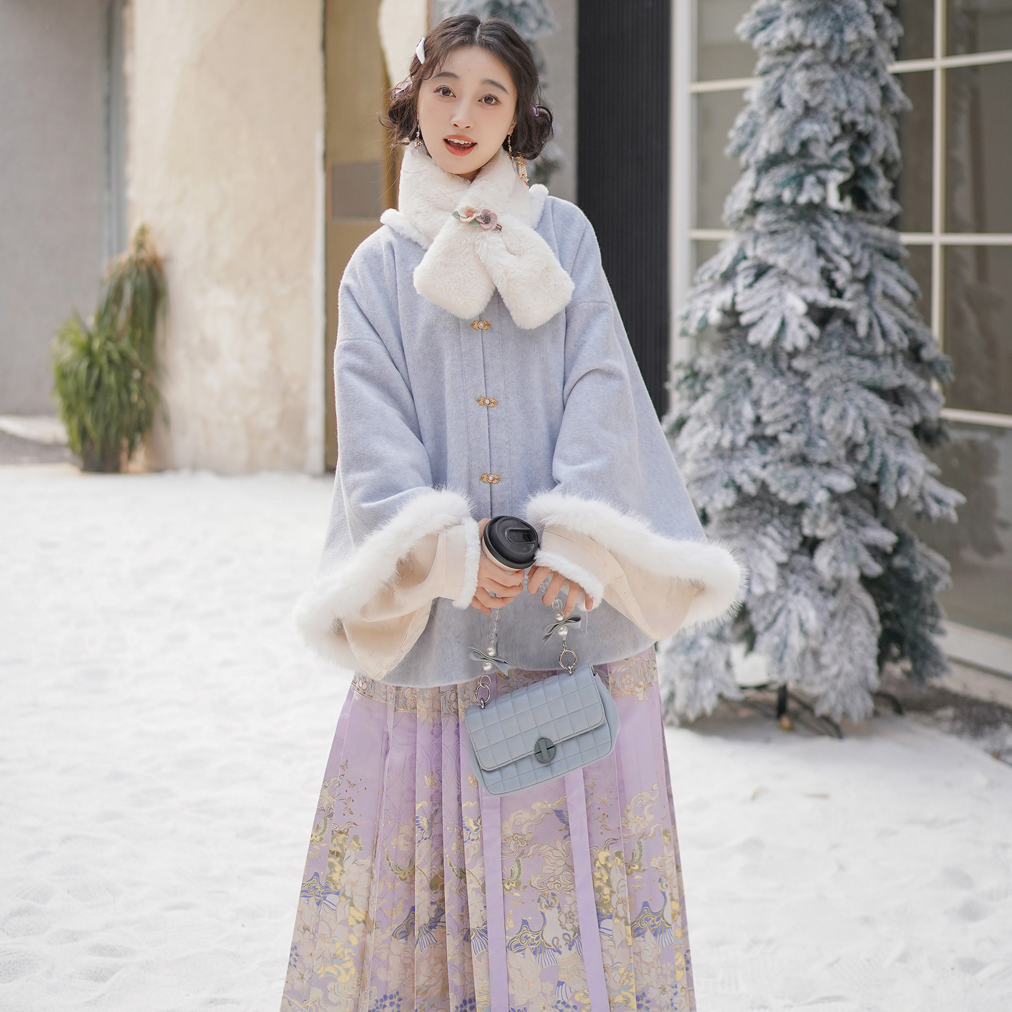 素羽华裳 春雪 明制汉服女仿妆花马面裙毛呢昭君袄新中式秋冬套装