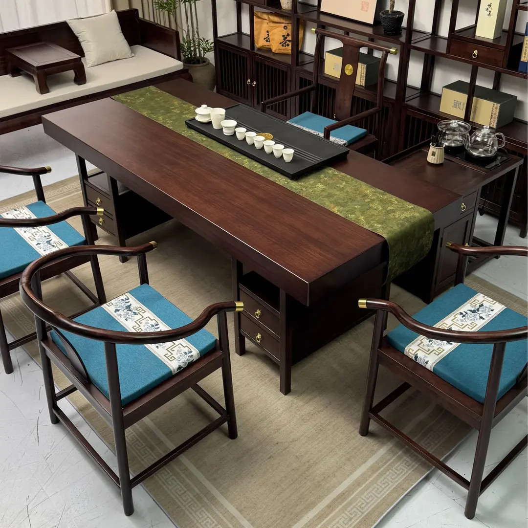 【定制链接】乌金木实木大板茶桌椅新中式家用茶几办公室泡茶台茶桌