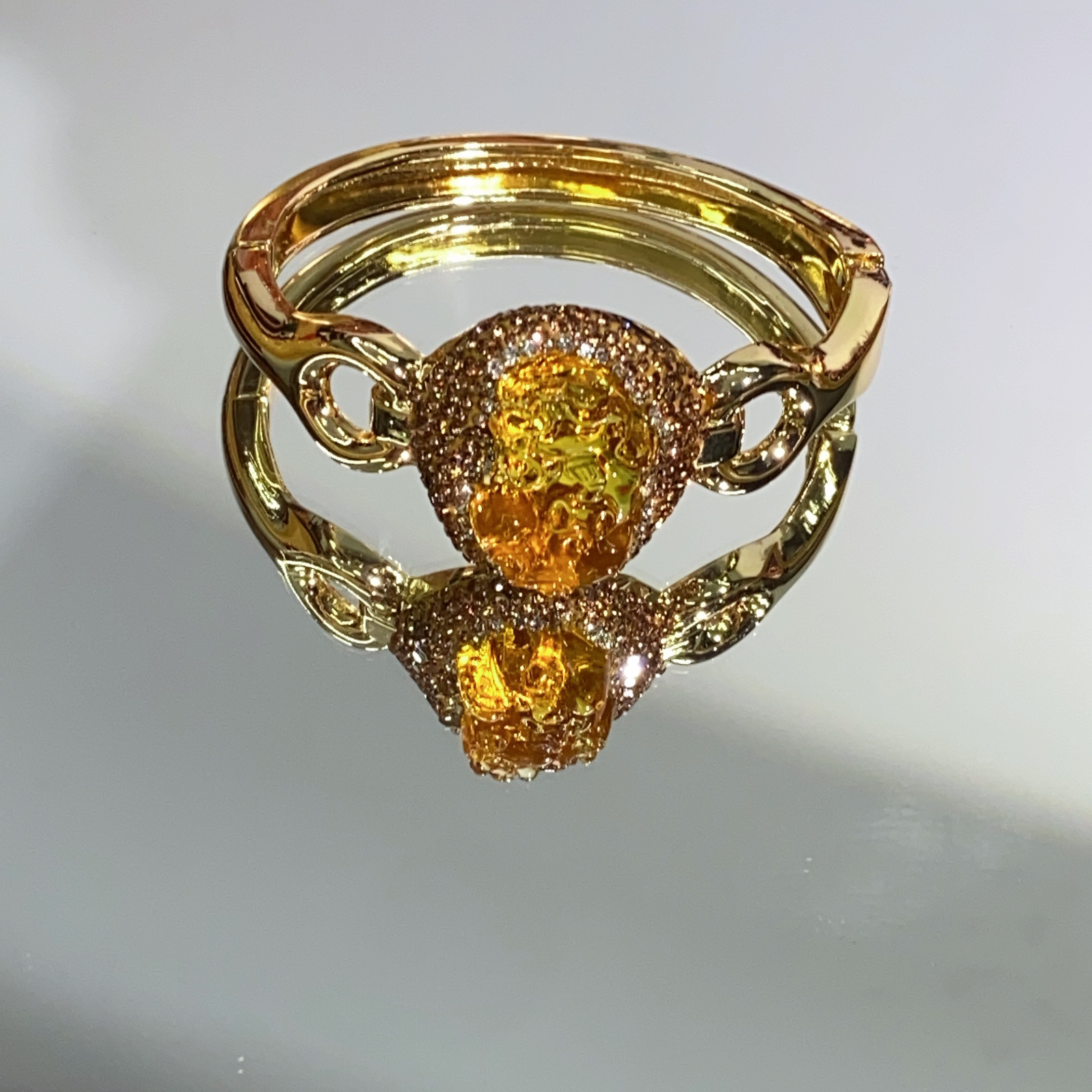 铜合金合成锆石手镯 TTSD 奥地利SHL黄色精雕貔貅时尚手镯4222