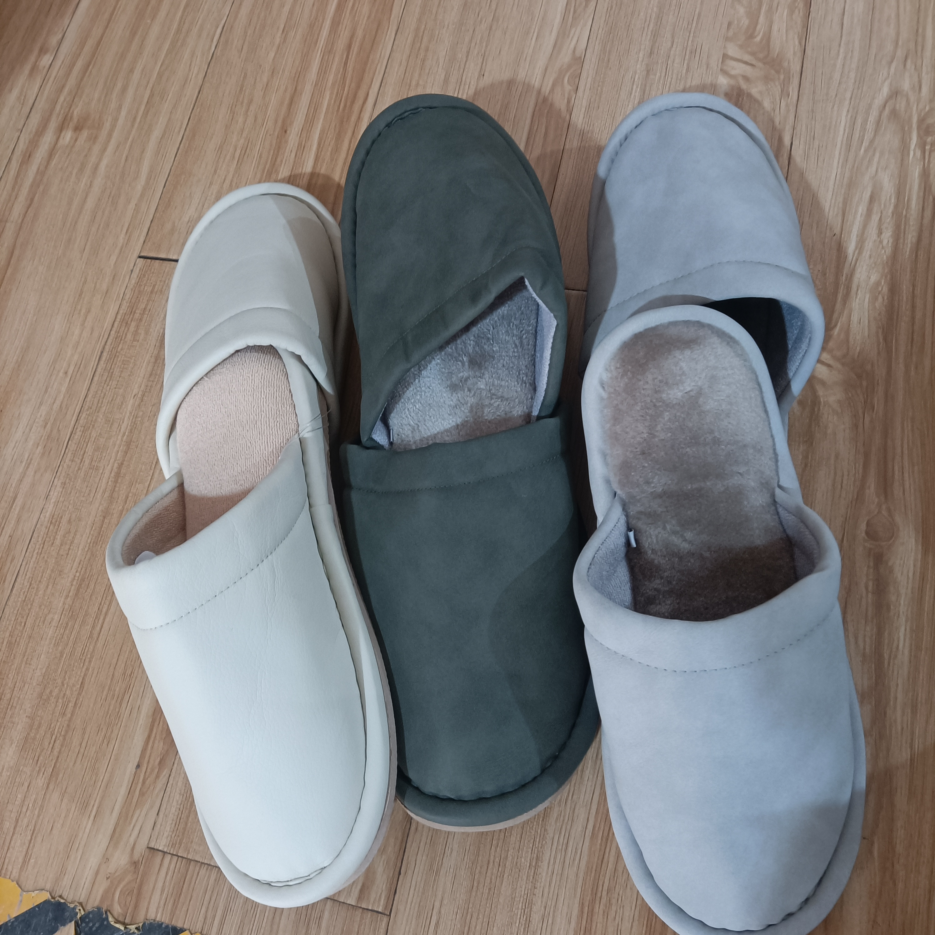 皮质秋冬不挑色包头拖鞋秋冬男女款居家舒适地板棉拖