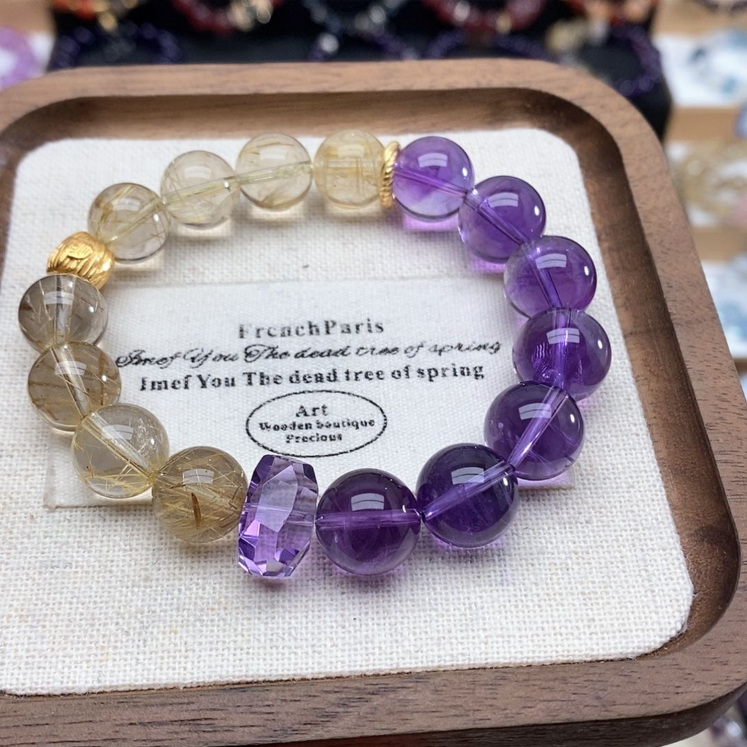 水晶手链未镶嵌空***?巴西紫➕发晶