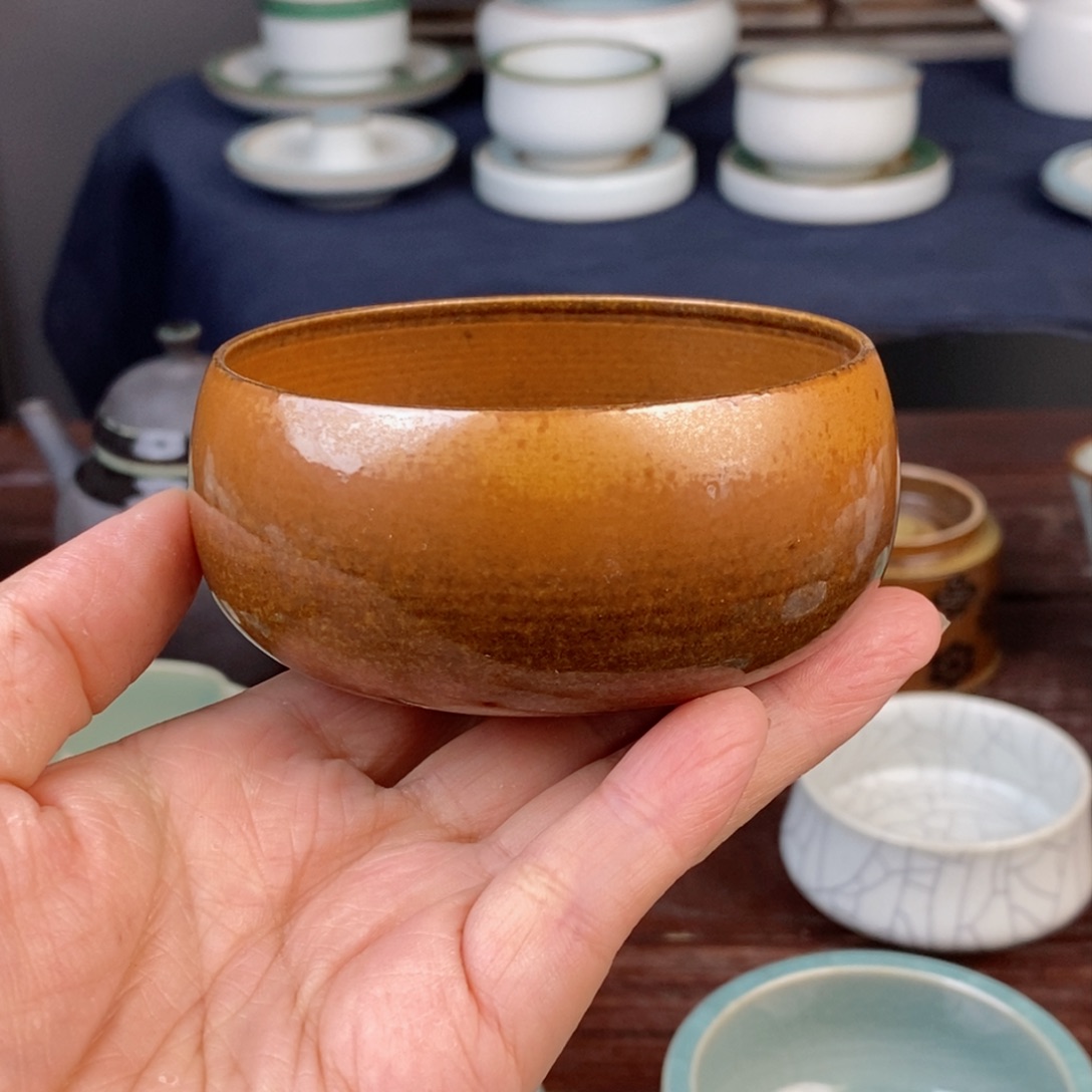 朱砂胎草木灰禅定杯 不开片 