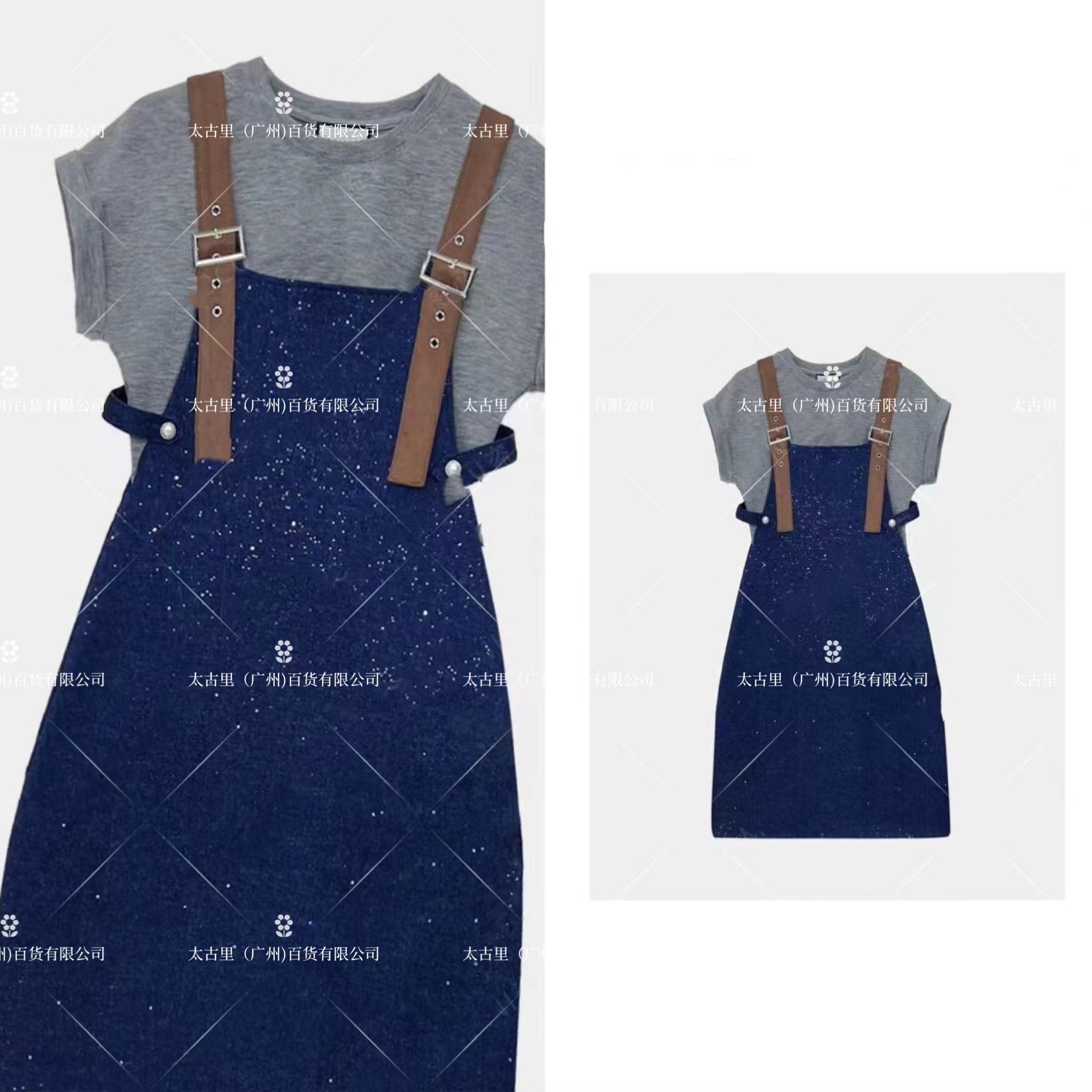 【昕昕】【17】减龄时尚百搭潮流休闲背带裙两件套JC-A1717