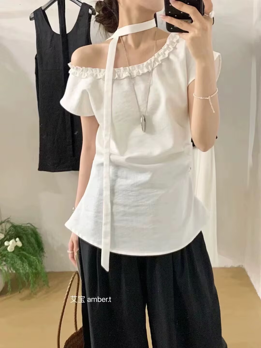 圆领常规韩版常规款套头夏季衬衫时尚流浪丹宁风2672