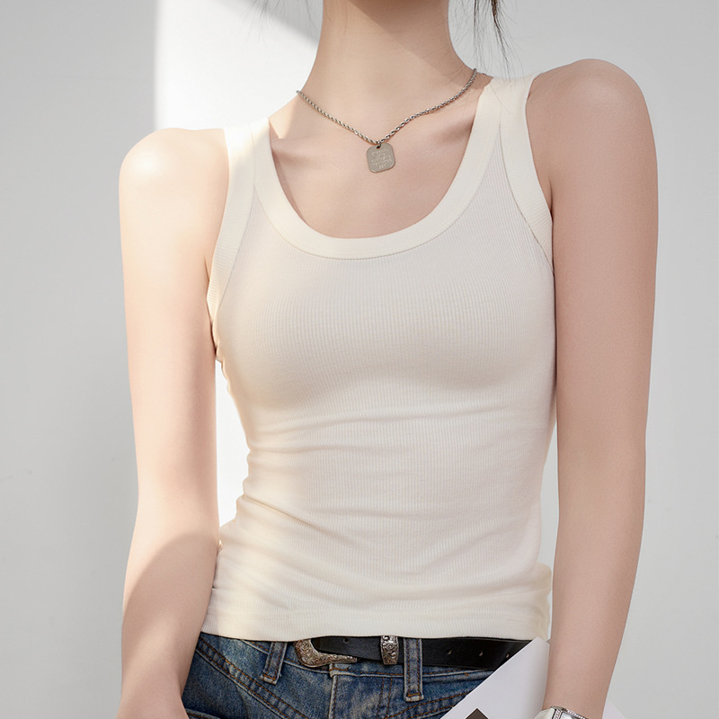 辣妹吊带背心女夏打底美背抹胸自带胸垫冰丝短款露背内搭外穿52