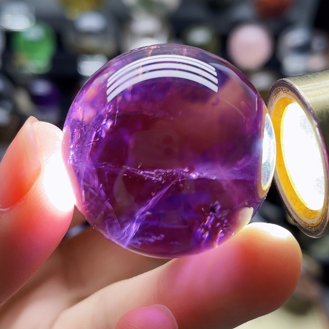 未镶嵌珠宝半成品水晶天然紫水晶32.7mm