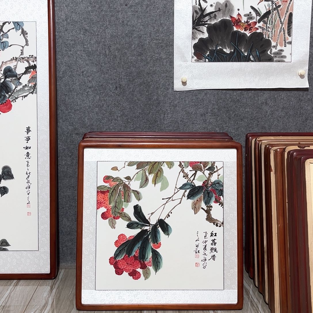 国画书画作品带框63×63
