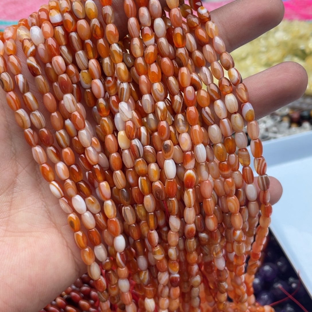 玛瑙/玉髓珠宝半成品未镶嵌一条装4*6mm盐源玛瑙鼓珠