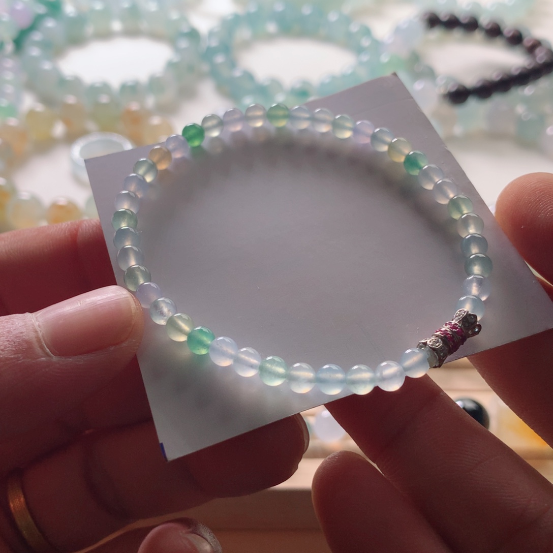 未镶嵌手链翡翠天然翡翠卡4.5马卡龙手串