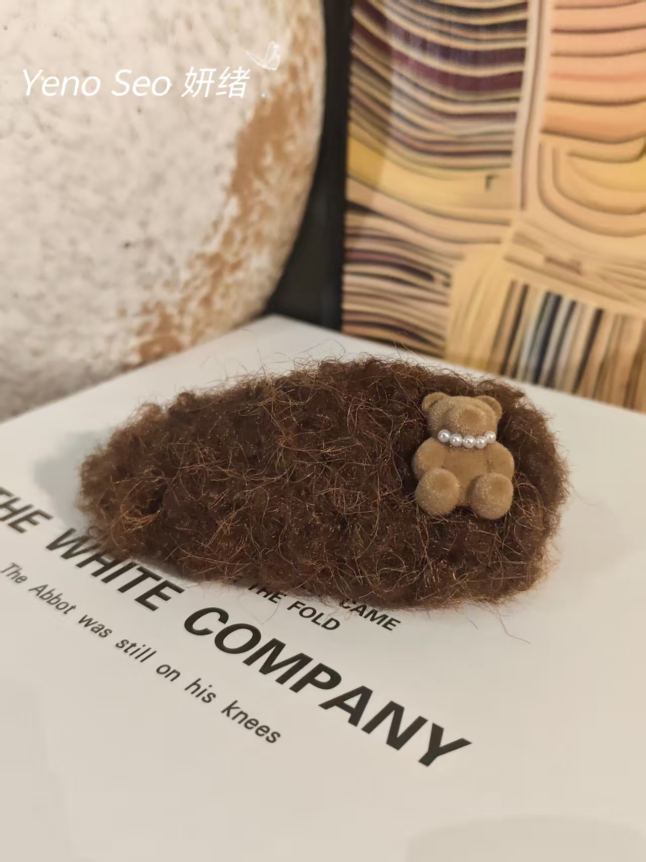 【暖暖】日韩秋冬千金风简约风复古风发夹百搭咖色毛球BB夹