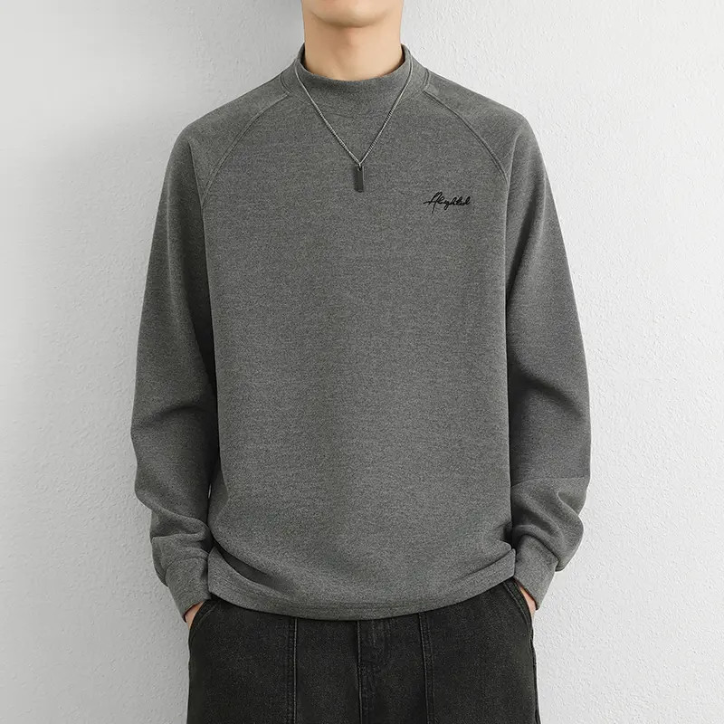 秋冬季男士德绒打底衫男款磨毛内搭保暖长袖T恤半高领秋衣卫衣服