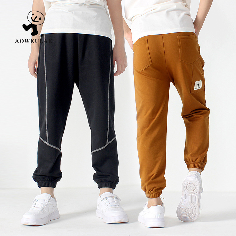 春季韩版童装新款男童长裤 中大童拼接毛圈卫裤儿童休闲裤子批发