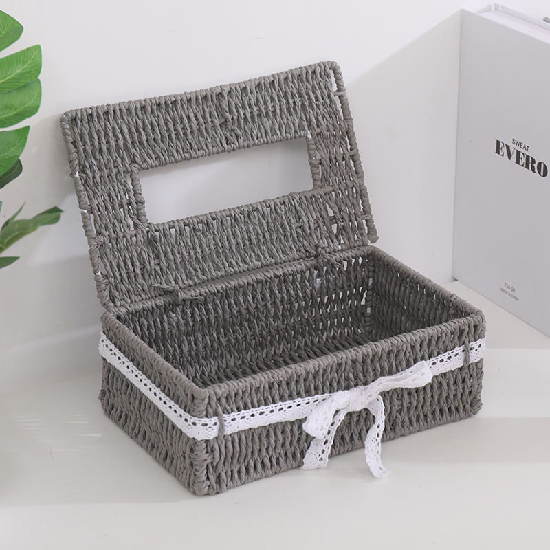 纸巾盒草编北欧极简风高级抽纸盒客厅饭店家用简约餐厅创意办公