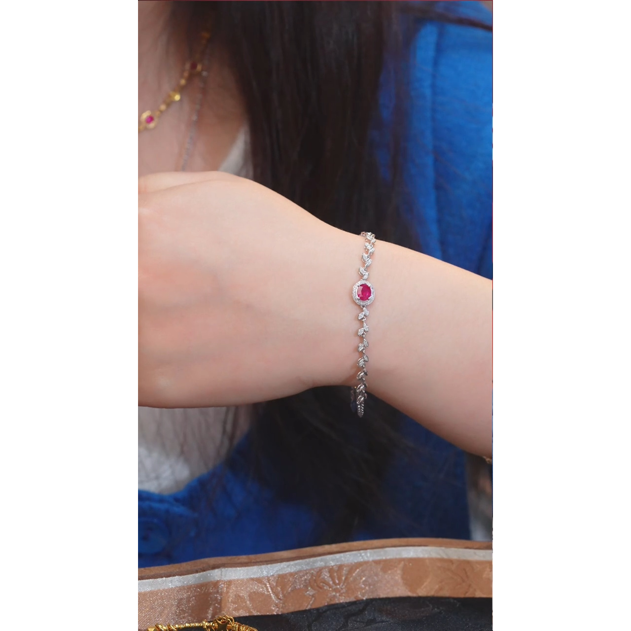 红宝石手链18K金镶嵌（0.95ct）@@U5689