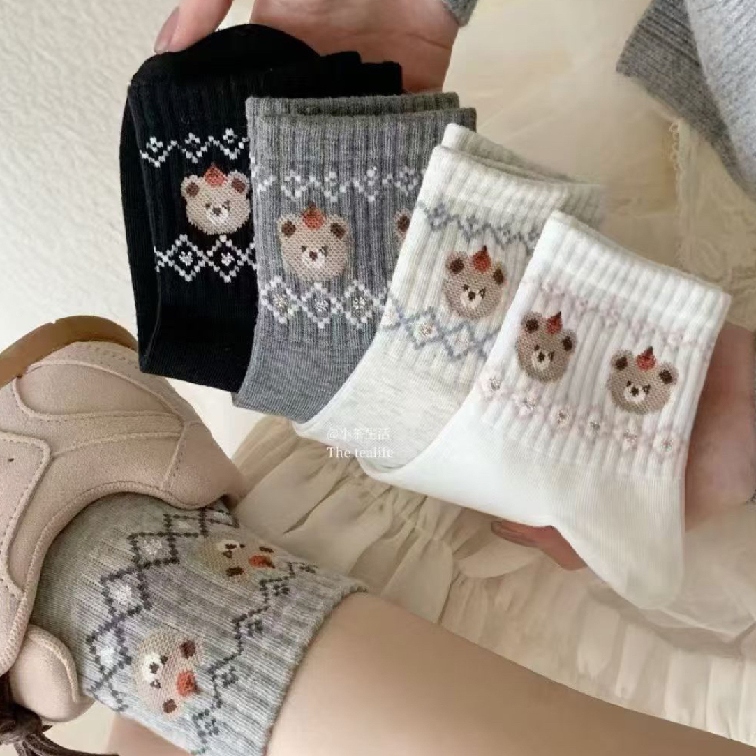 直播间链接 可爱学院风女款棉袜袜子中筒袜卡通设计适合春夏秋冬