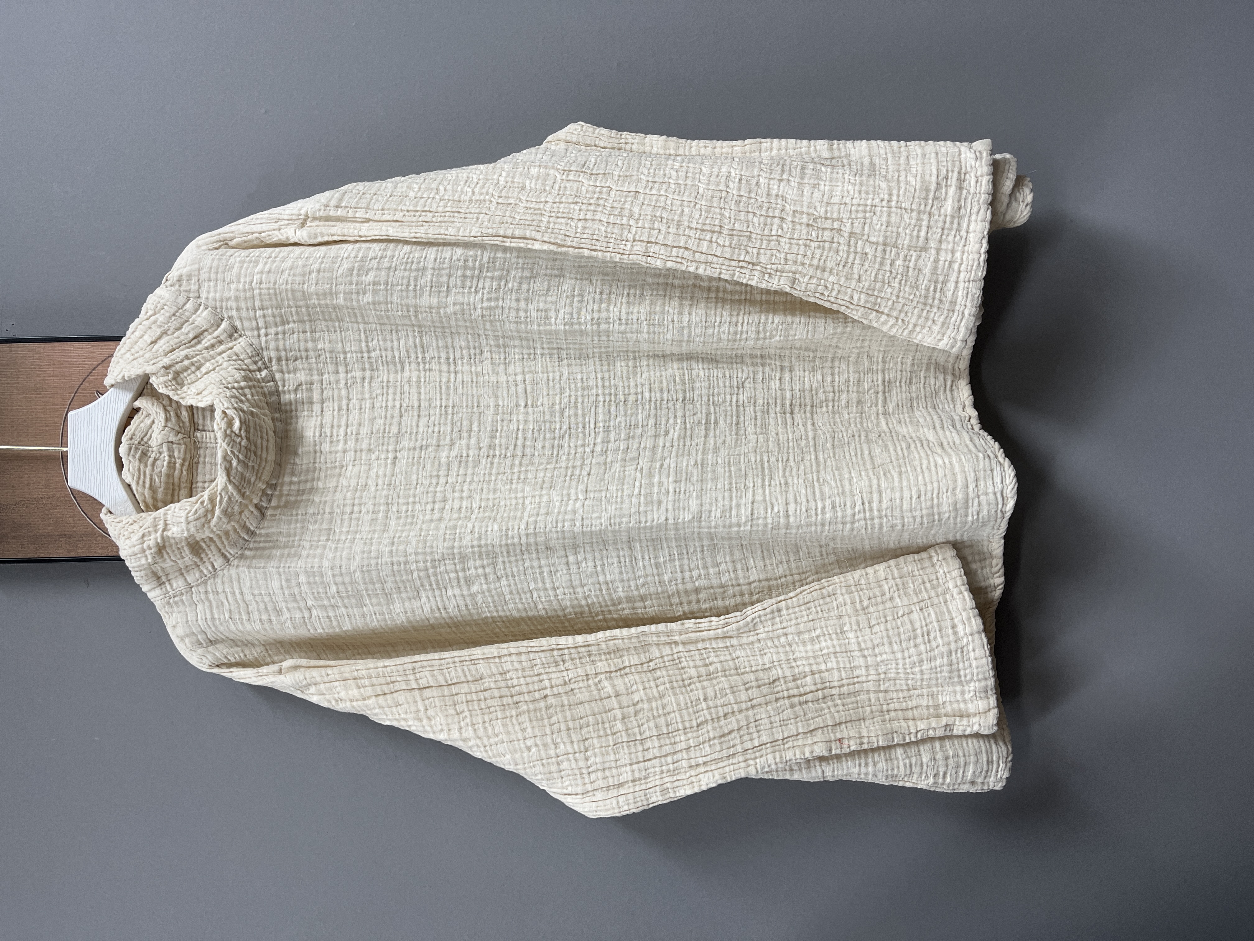 稀疏褶皱麻短款堆堆领小衫百搭打底休闲