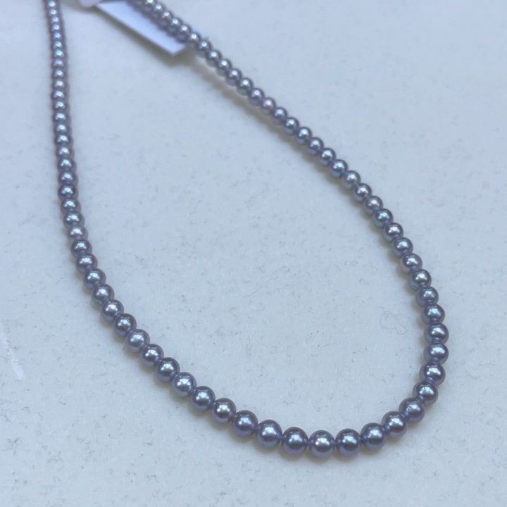 淡水珍珠4正圆镜面极光真多麻色银S925镶嵌