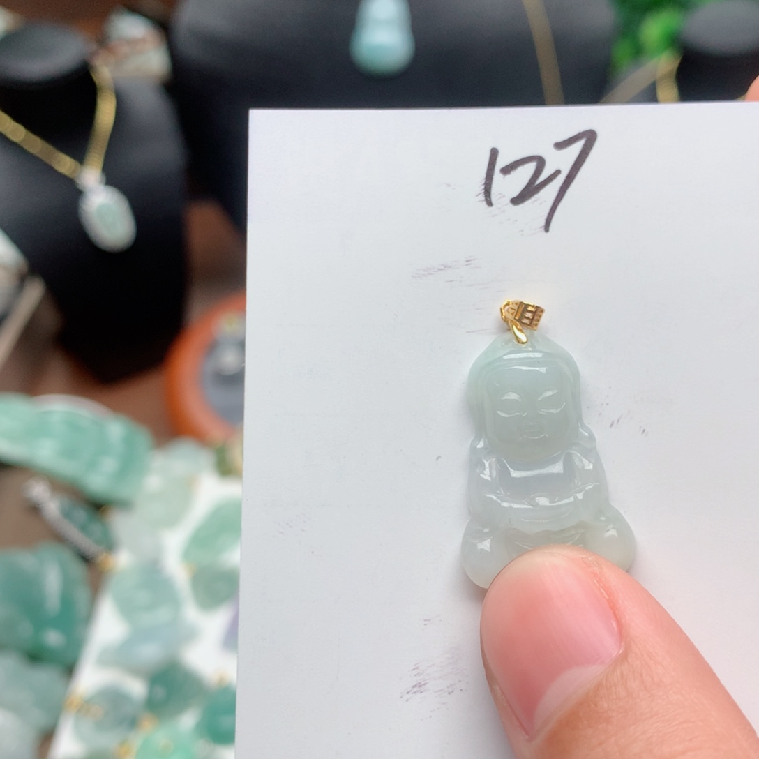 翡翠颈饰银S925镀金镶嵌吊坠